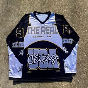 Black and White Graphic Long Sleeve Jersey